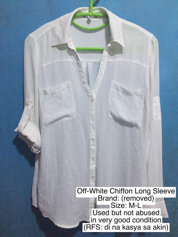 White Chiffon Long sleeve (Category: Blouses) located in Malabon City. Submitted by cathyardiente (Listing ID 245983929, Image 1). Description: .
