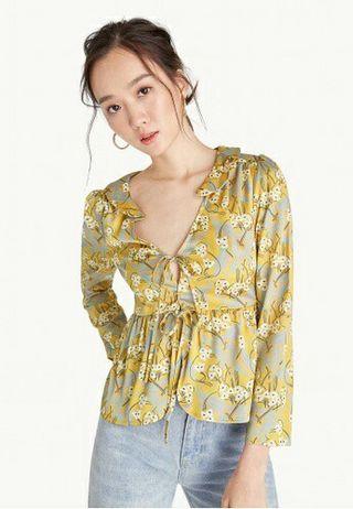 Pomelo front bow silk top