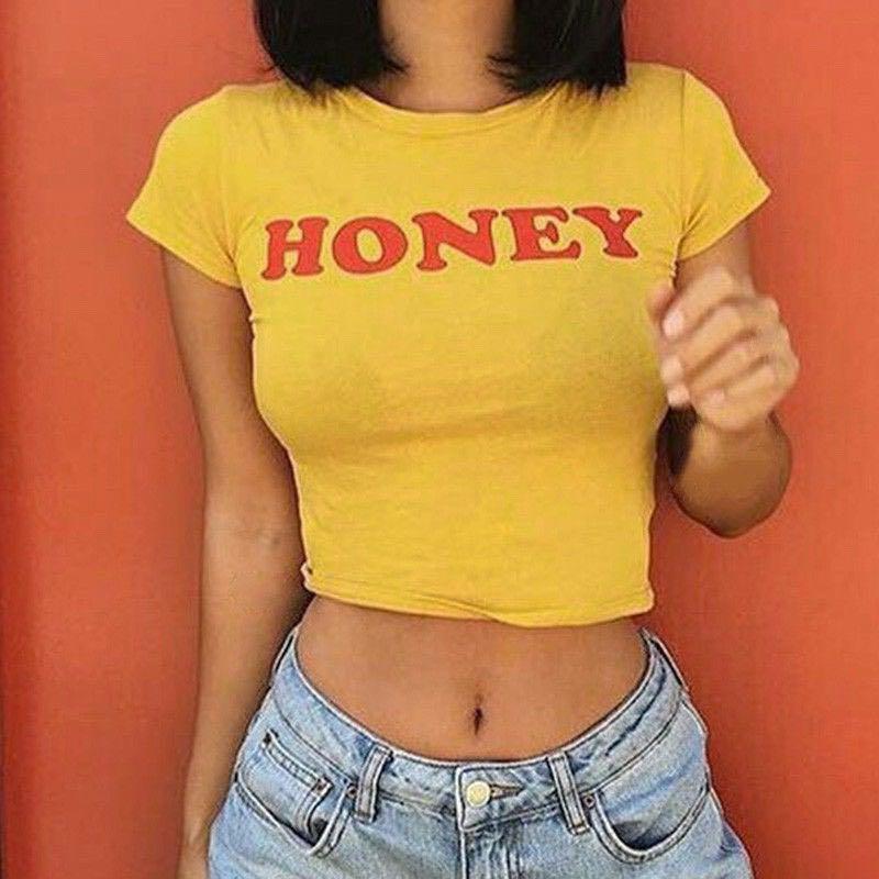 Yellow honey crop top best sale