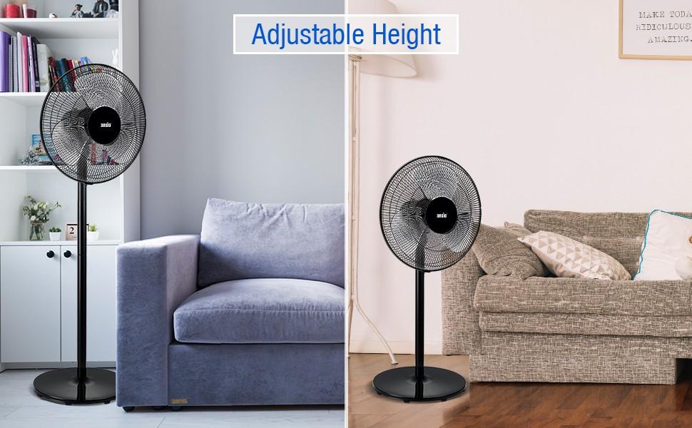 ANSIO Pedestal Fan, 3 Speed Level Stand Fan 16 inch Black, Furniture