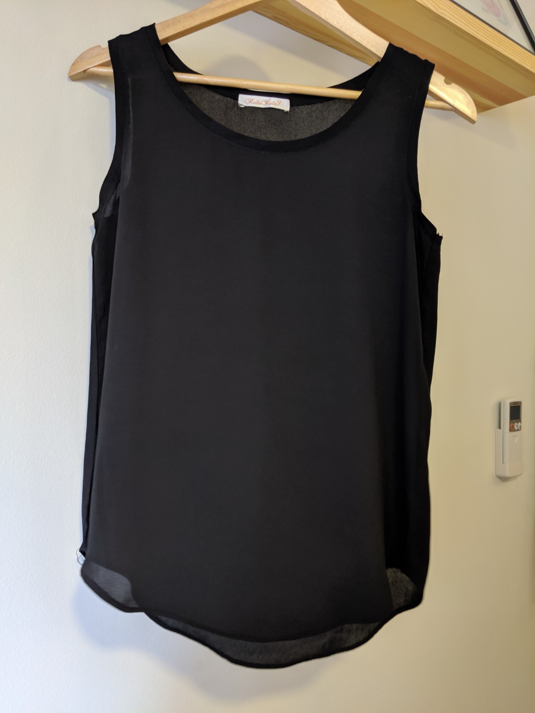 Black Chiffon Tank Top, Women's Fashion 