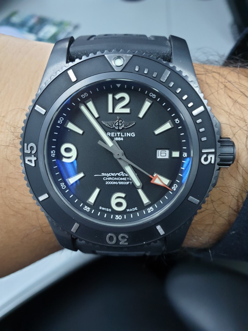 Breitling Superocean Automatic 46mm Black Steel, Luxury, Watches on  Carousell