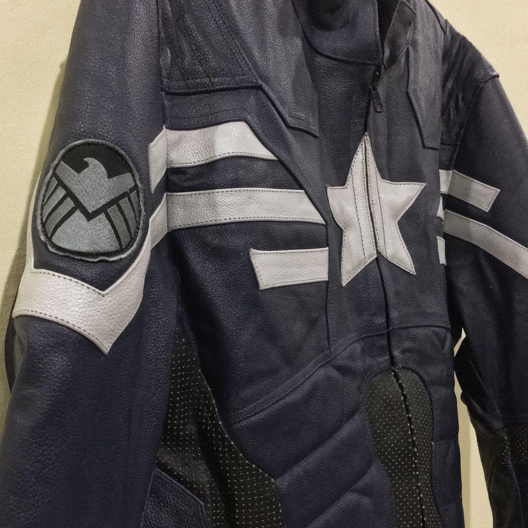 Captain America Winter Soldier Men S Leather Jacket Fesyen Pria Pakaian Baju Luaran Di Carousell