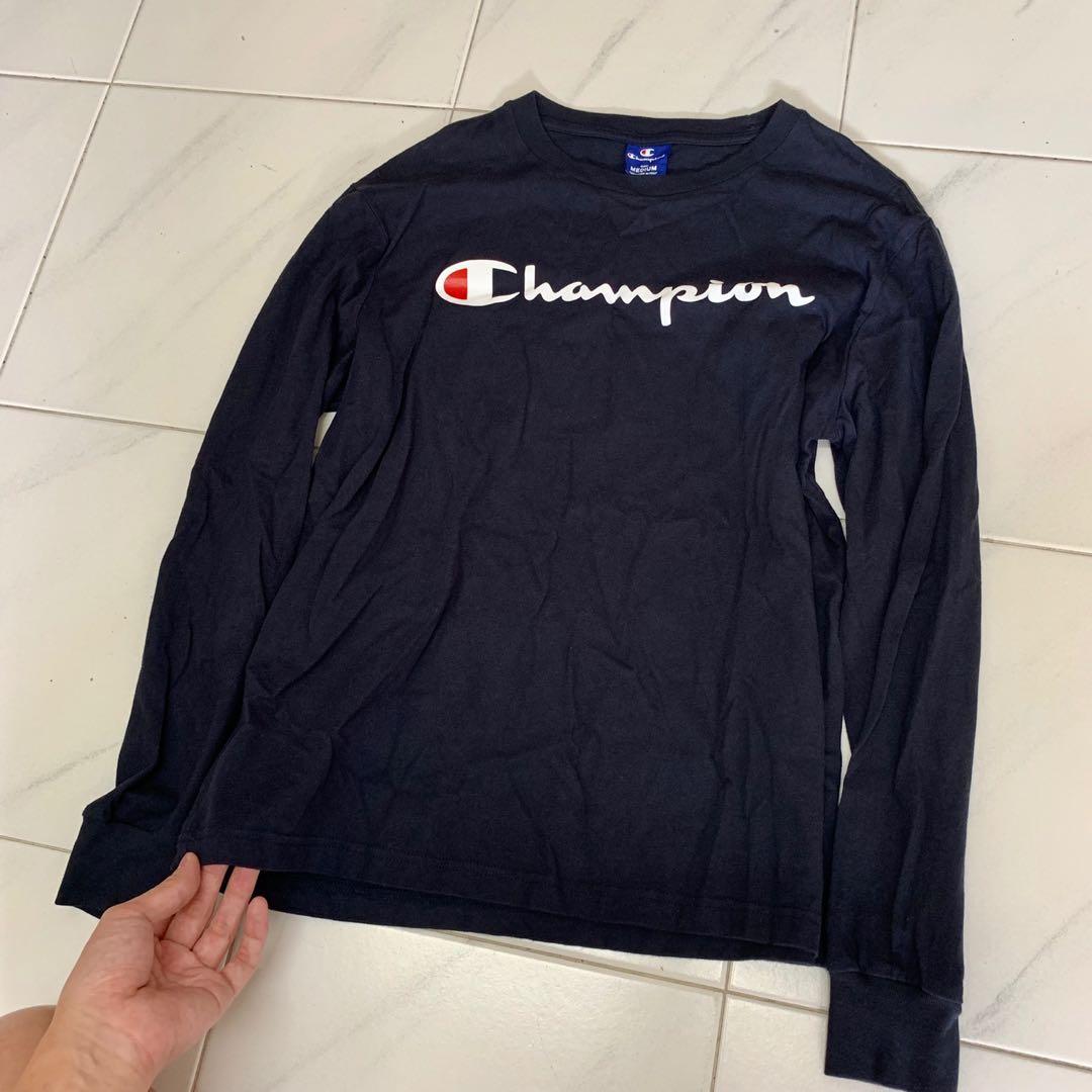 Champion patriotic script hotsell long sleeve t-shirt