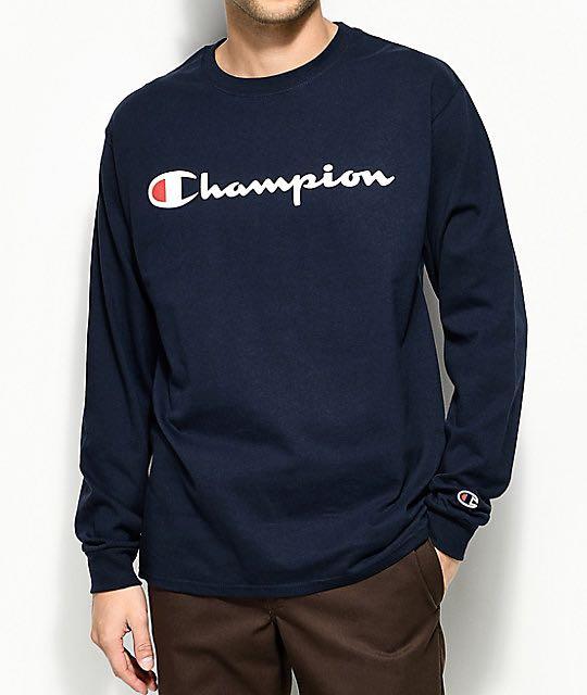 Champion patriotic script long sleeve t-shirt hotsell