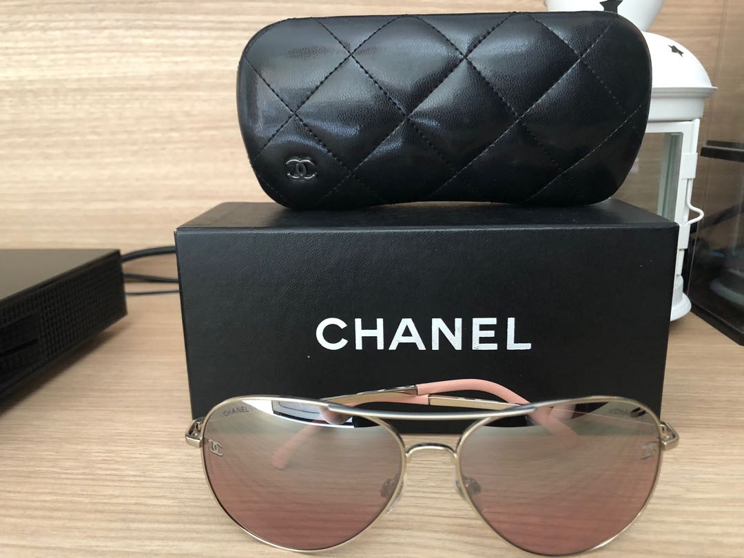 Chanel pilot store sunglasses pink