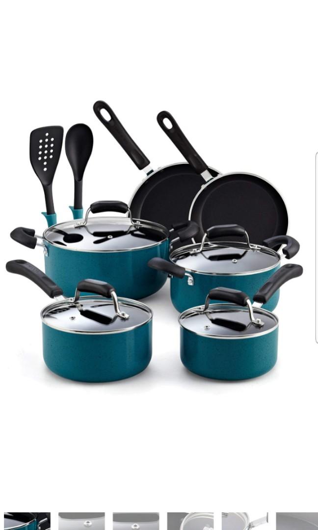 Cook N Home 12 Piece Stay Cool Handle Cookware Cooking Kitchen Pot Pan Wok Saucepan Set Nonstick Cookware Set Turquoise Tiffany Blue 179 99 Red 169 99 Home Appliances Kitchenware On Carousell