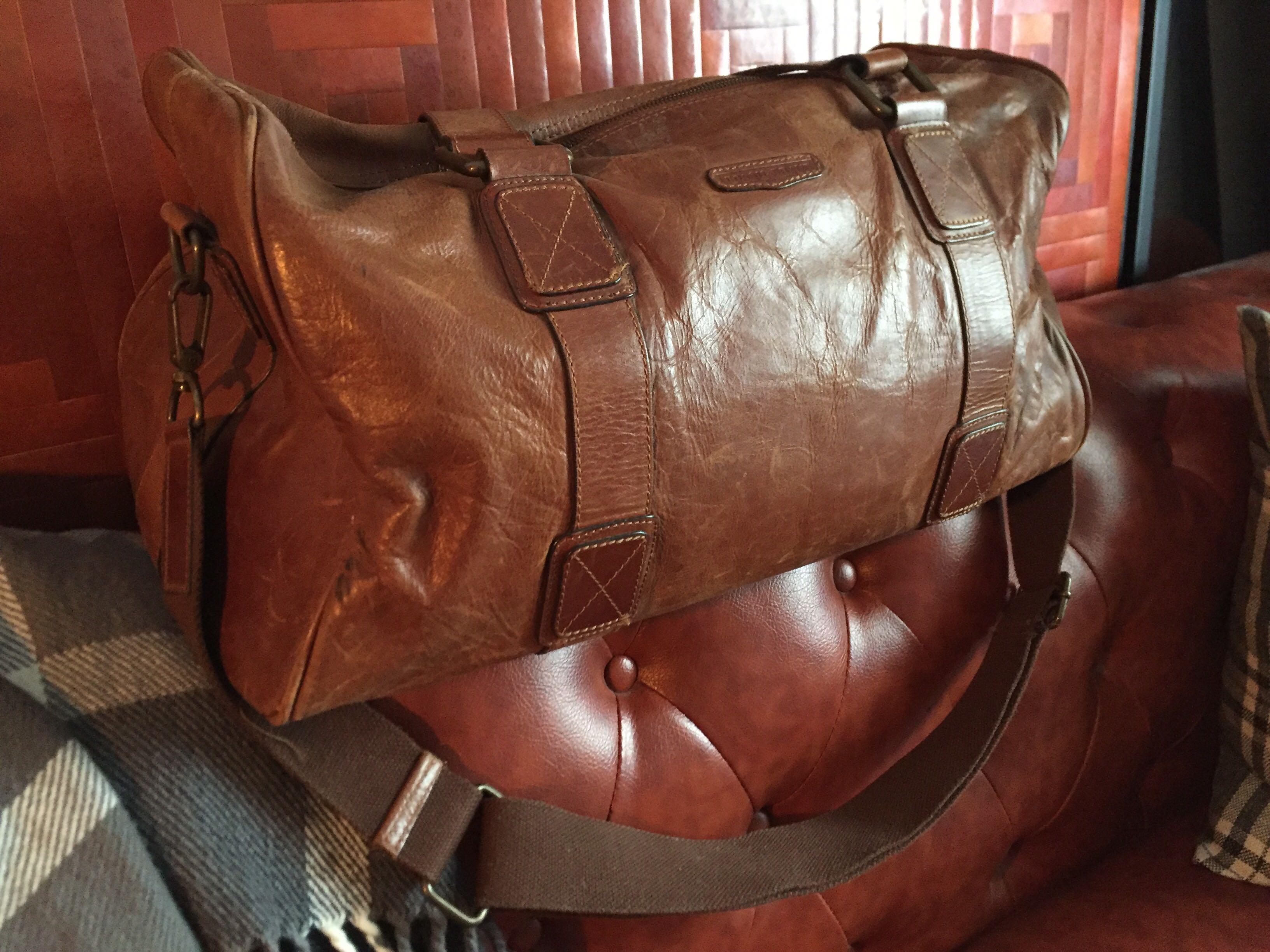 fossil leather duffle