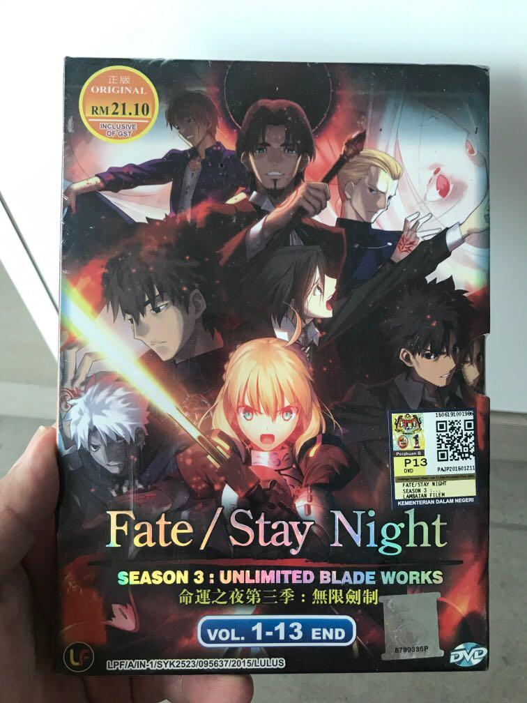 Fate Stay Night Season 3 Unlimited Blade Works Vol 1 13 Anime Dvd Tv Home Appliances Tv Entertainment Tv Parts Accessories On Carousell