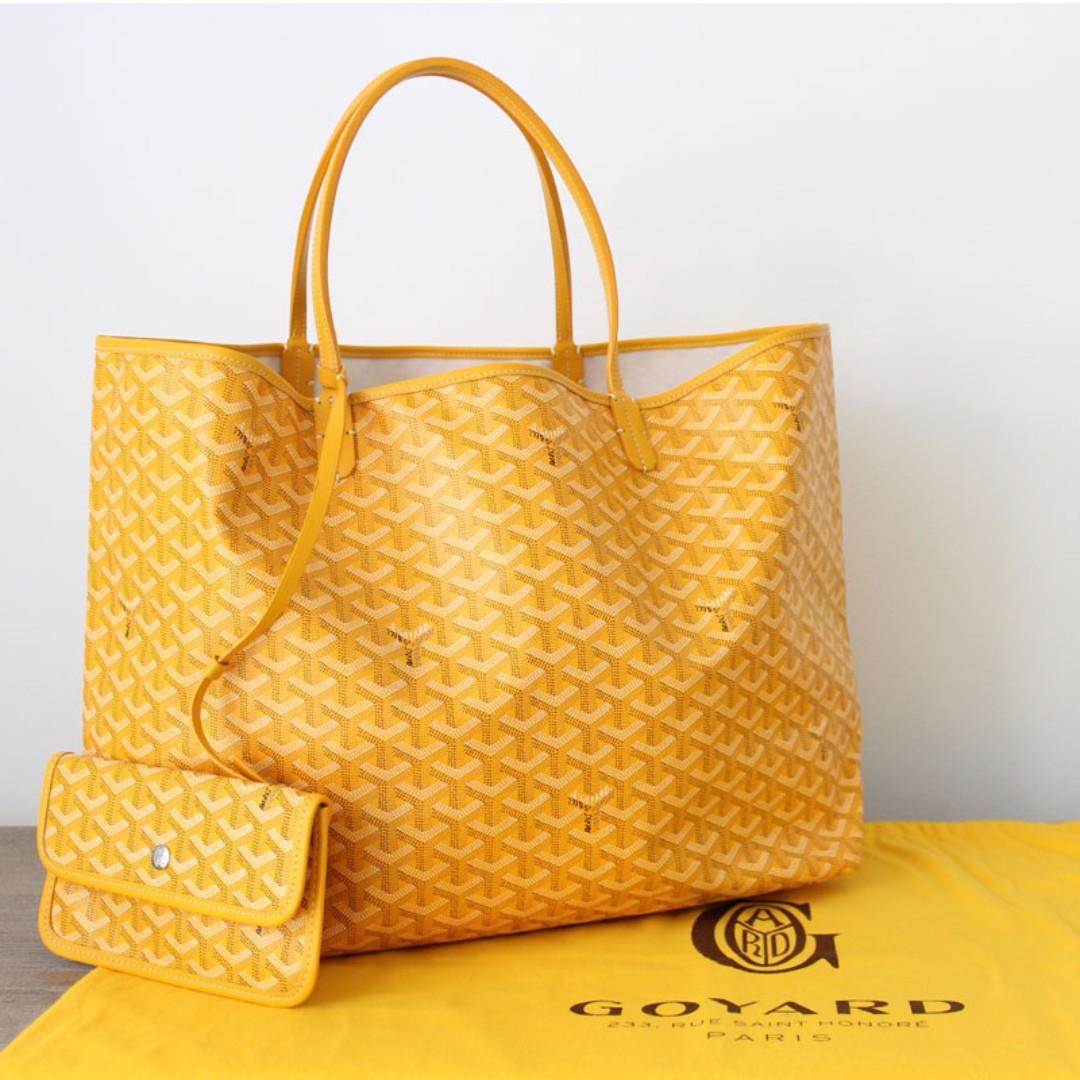 GOYARD Saint Louis PM Chevron Print Canvas Tote Bag Yellow