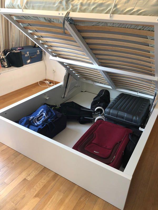 Ikea bed frame with hydraulic storage, Furniture & Home Living
