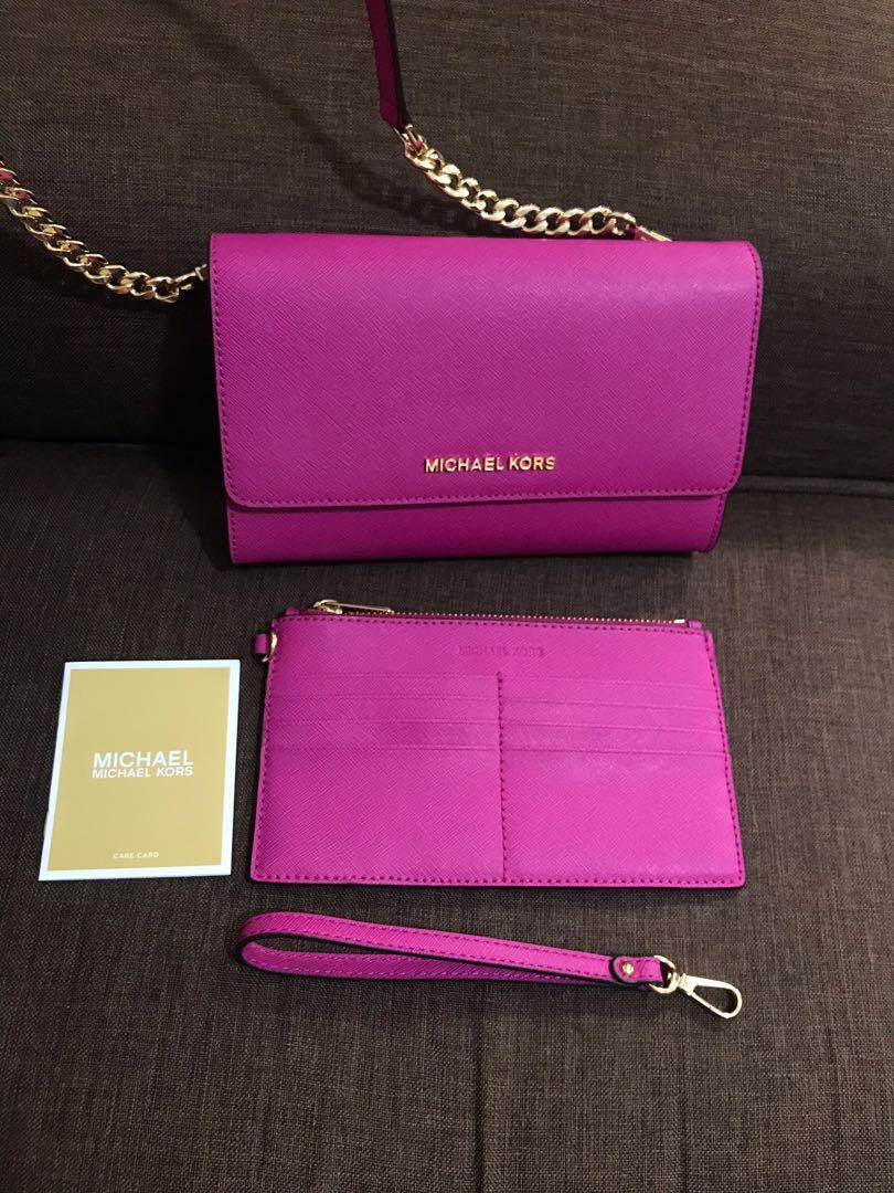 Michael Kors Saffiano Leather 3 in 1 Crossbody With Removable Zip