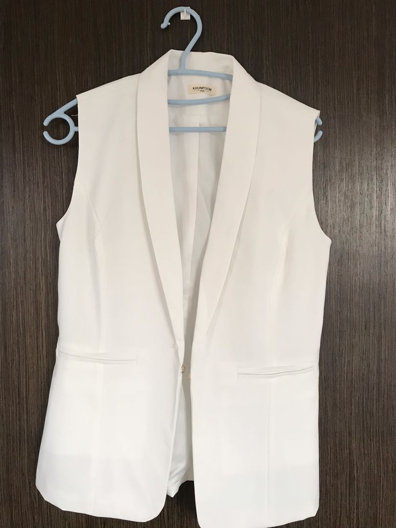 White blazer shop no sleeves