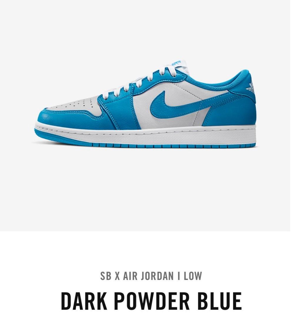 Nike Sb Air Jordan 1 Low Dark Powder Blue Men S Fashion Footwear Sneakers On Carousell