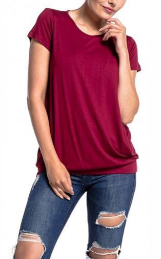 Patpat burgundy short sleeved nursing top Women s Fashion Tops Sleeveless on Carousell