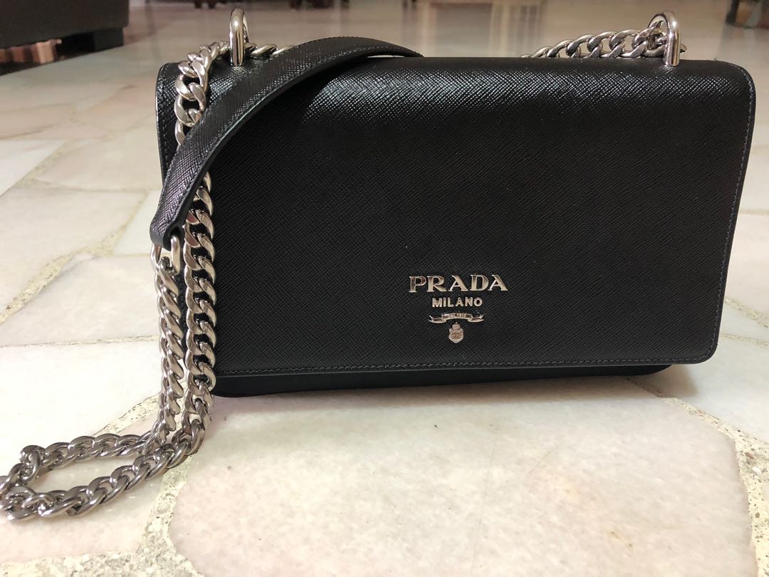 Prada 1BD009 black dinner bag, Luxury 