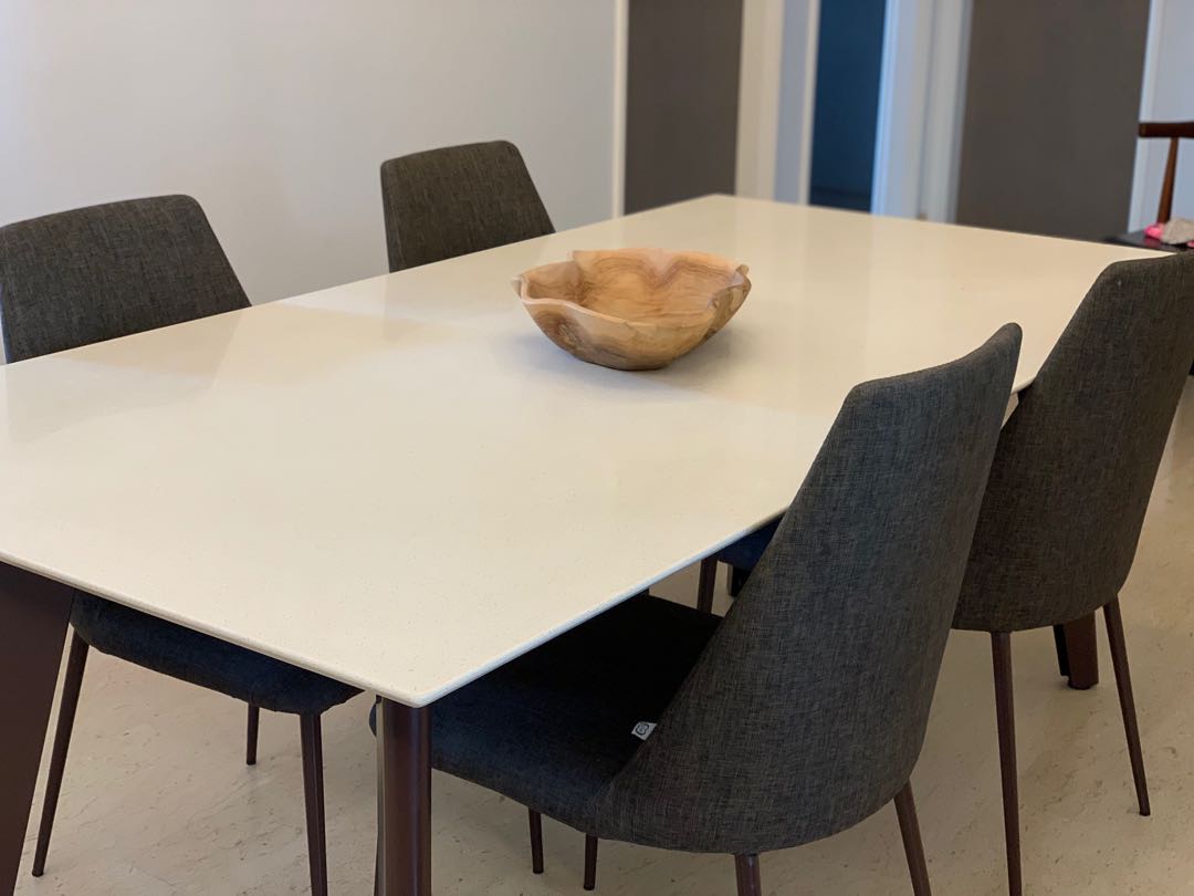 Preloved Cellini Kay dining table with chairs, Furniture & Home Living ...