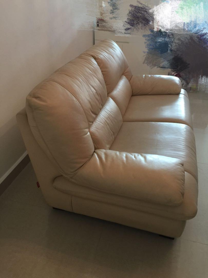 Rozel Full Leather 2 Seats Sofa On Carousell