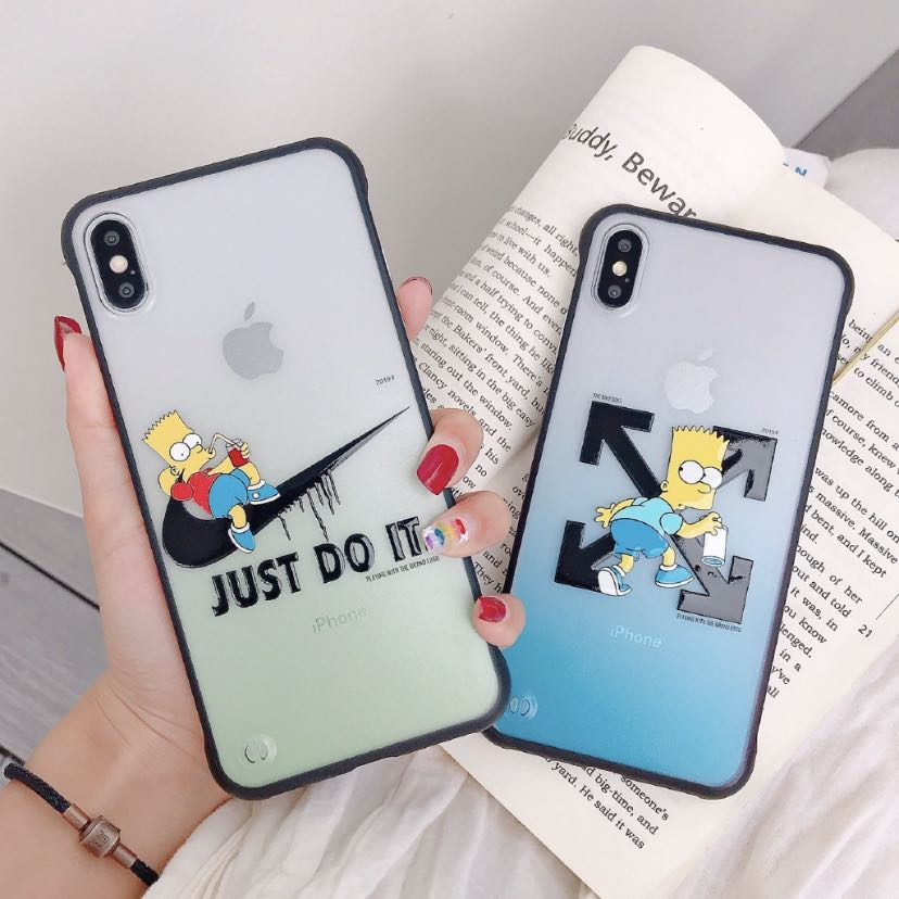 Simpson Nike Off White Iphone 6 6s 7 8 Plus Case X Xs Xr Max Cover No Border Tide Brand Hard Casing Mobile Phones Gadgets Mobile Gadget Accessories Cases