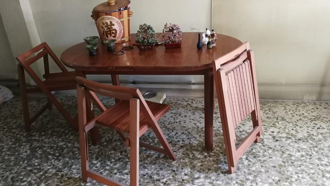 Thickwood Dining Table With 4 Foldable Chairs On Carousell