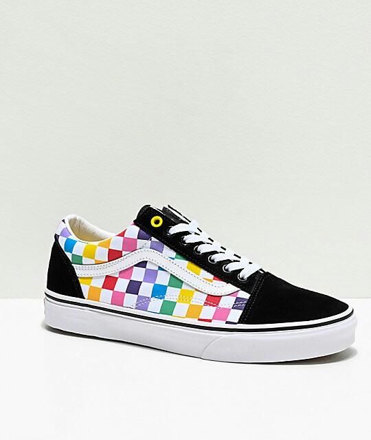 Rainbow Checkerboard Skate Shoes 
