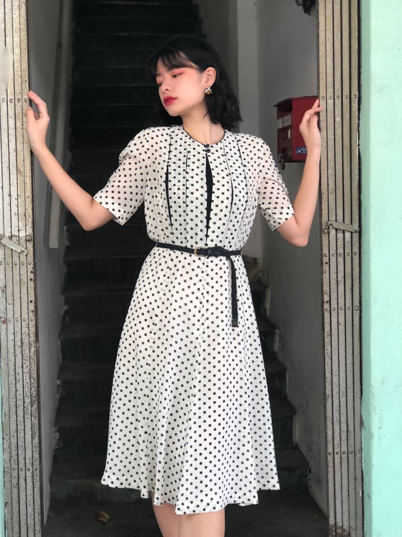 1980s vintage dot dress.