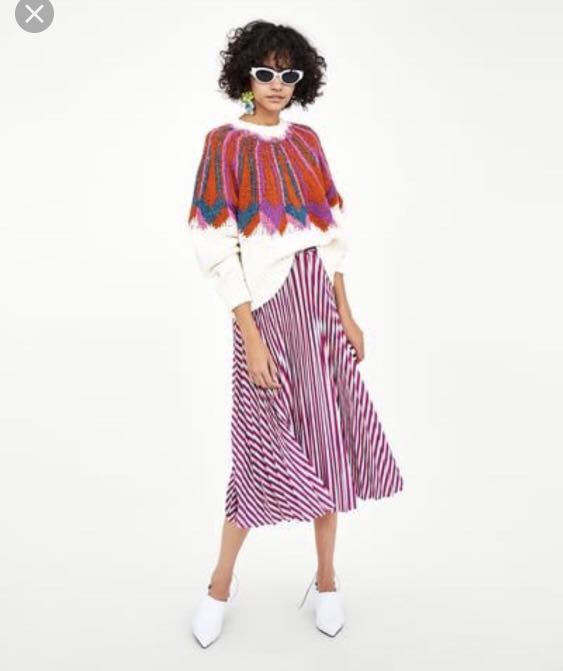 Pleated striped on sale skirt zara