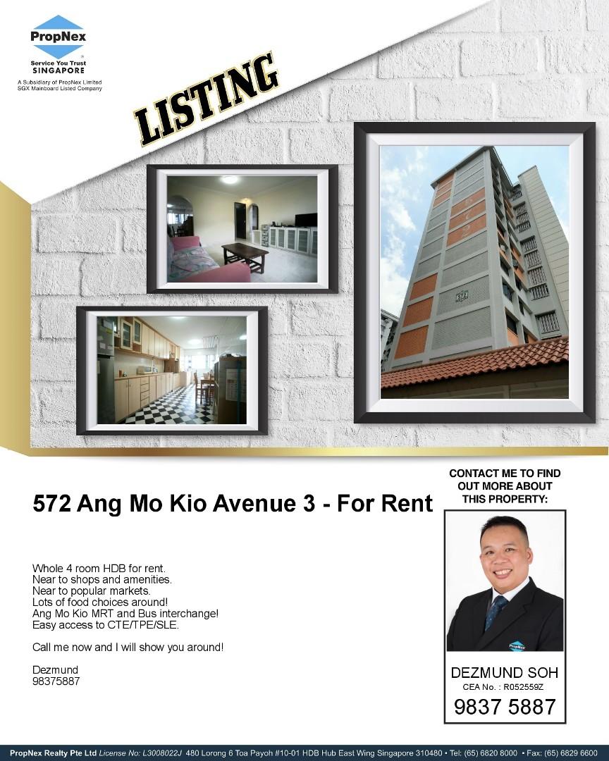 572 Ang Mo Kio Avenue 3 Property Rentals Hdb On Carousell