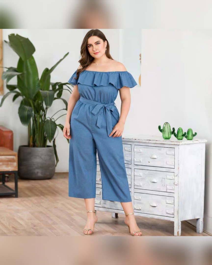 plus size denim romper dress