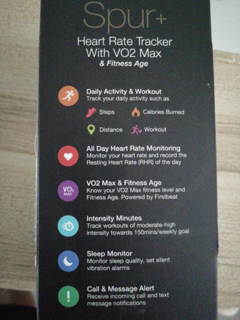 Actxa Spur+. HPB Sports heart rate monitor and VO2 Max fitness & steps
