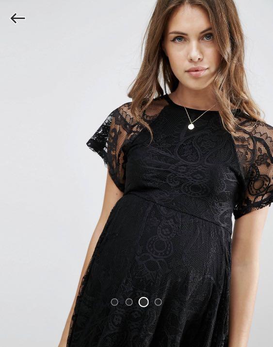 Asos black lace maternity dress clearance