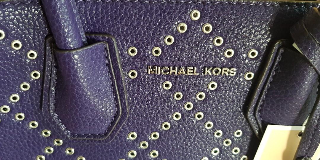 AUTHENTIC MICHARL KORS Studio Mercer Stud Grommet Bag Iris