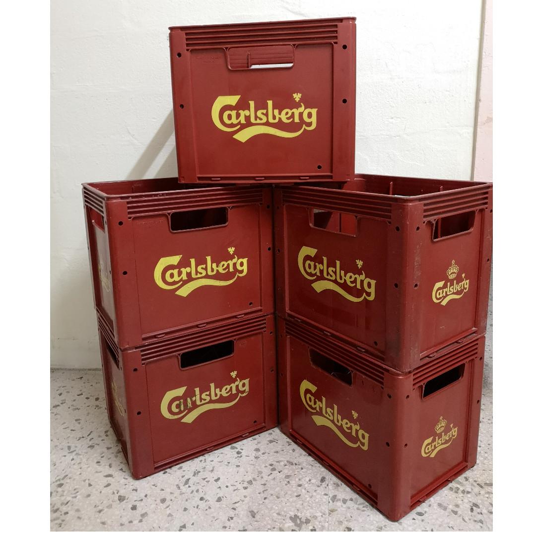 Set of 5 Stackable Heavy Duty Carlsberg Beer Crate (Free delivery