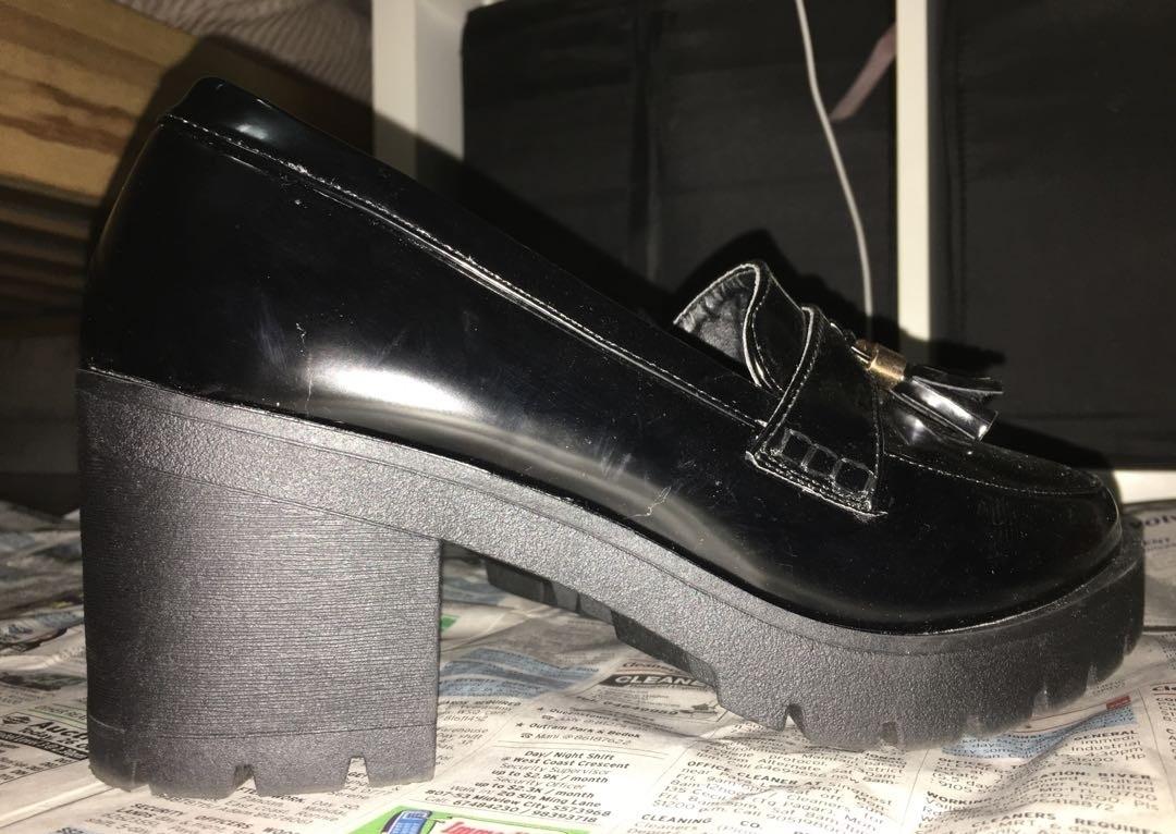 CLEARANCE River Island Black Chunky Heels Loafer Women s Fashion