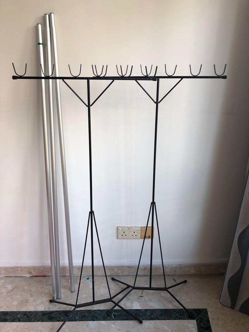 Clothes Rack (Category: Shelves, Cabinets & Racks) located in Singapore. Submitted by candidas13 (Listing ID 246323637, Image 1). Description: Deal comes tog with the 3 aluminum poles. .
