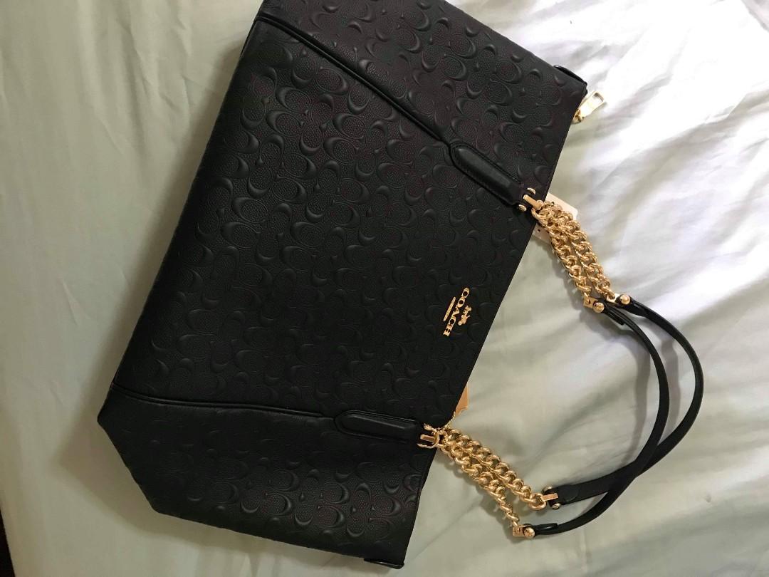 Coach Original Embossed Bag With Zipper Black Women S Fashion