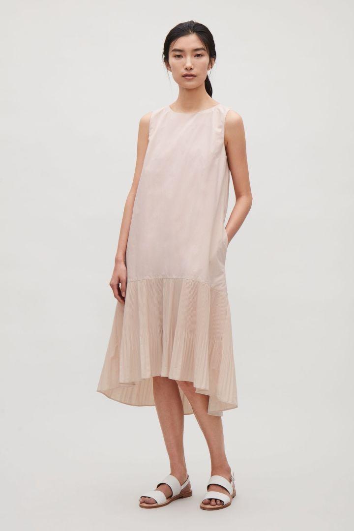 pink pleated maxi dress