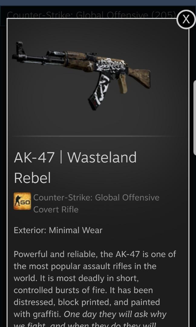 Csgo Skins Ak 47 Wasteland Rebel Mw Toys Games Video Gaming In Game Products On Carousell - ak47 game pass roblox