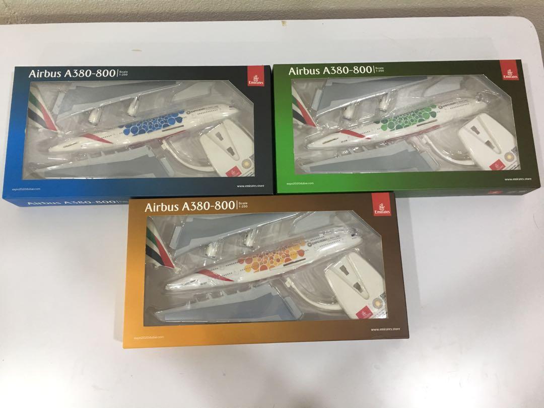 Emirates Airlines A380 800 1 250 Model Airplane Set of 3
