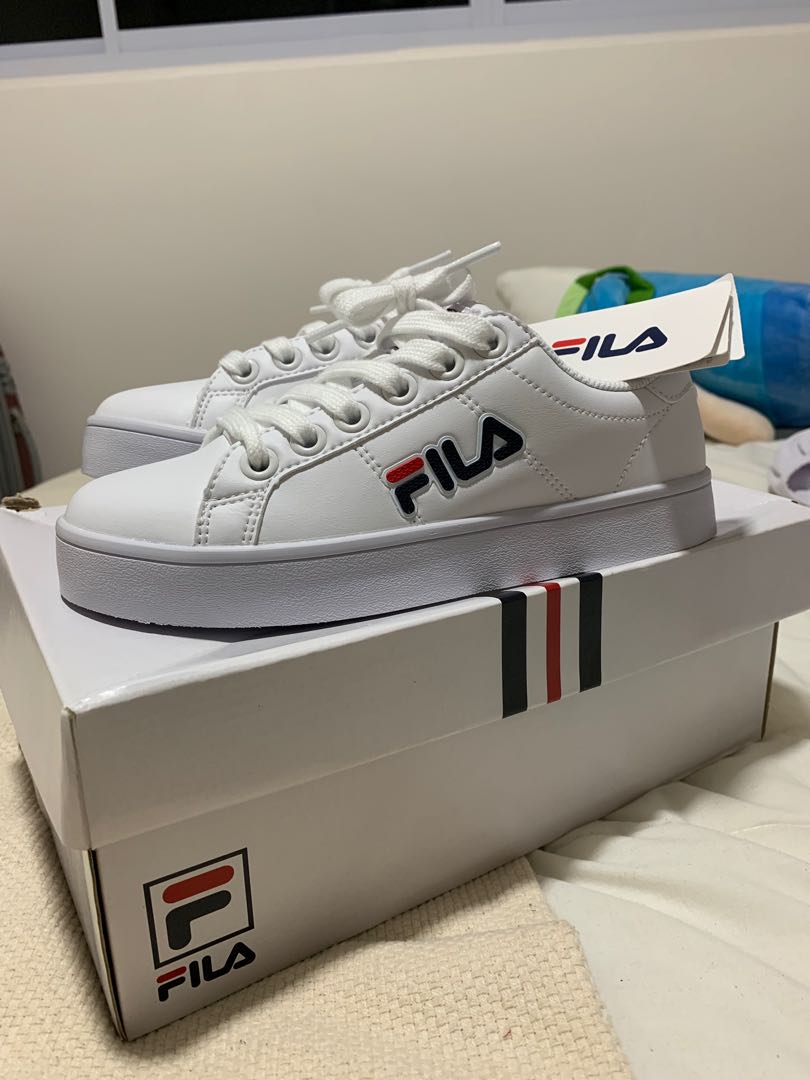 Fila Court Deluxe Linear (All White), Men's Fashion, Footwear, Sneakers ...