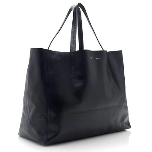 Celine Black Leather Horizontal Zip Cabas Tote at 1stDibs