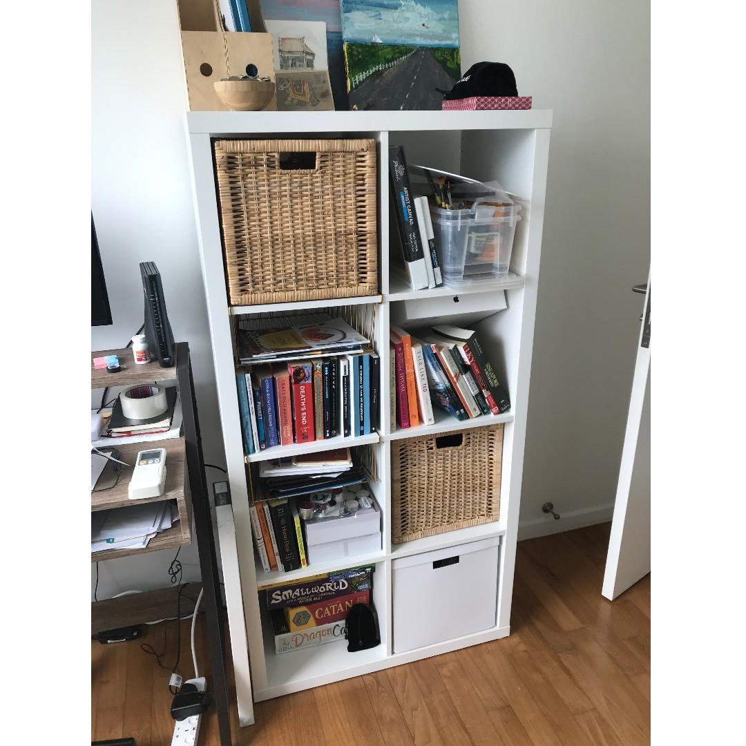 Ikea Kallax Bookshelf White Furniture Shelves Drawers On