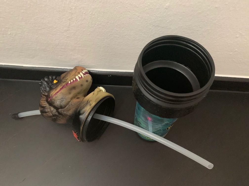 Jurassic Park T. rex dinosaur universal studio water bottle container figurine head, Hobbies