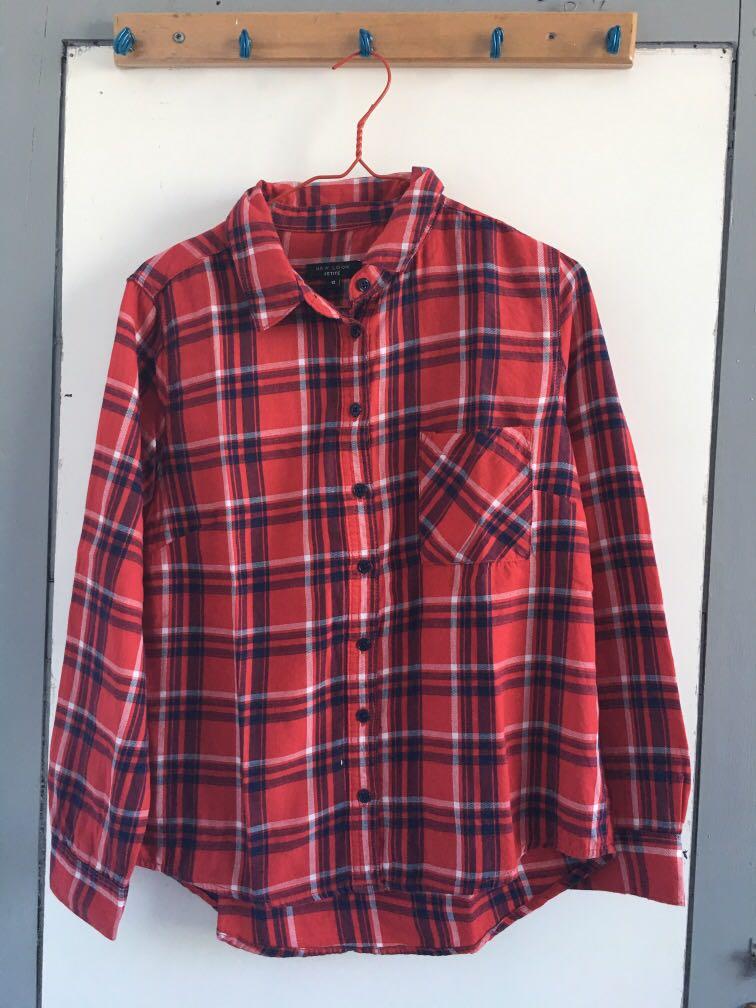 Kemeja Flanel New Look Size 12 Fesyen Wanita Pakaian Wanita Atasan Di Carousell