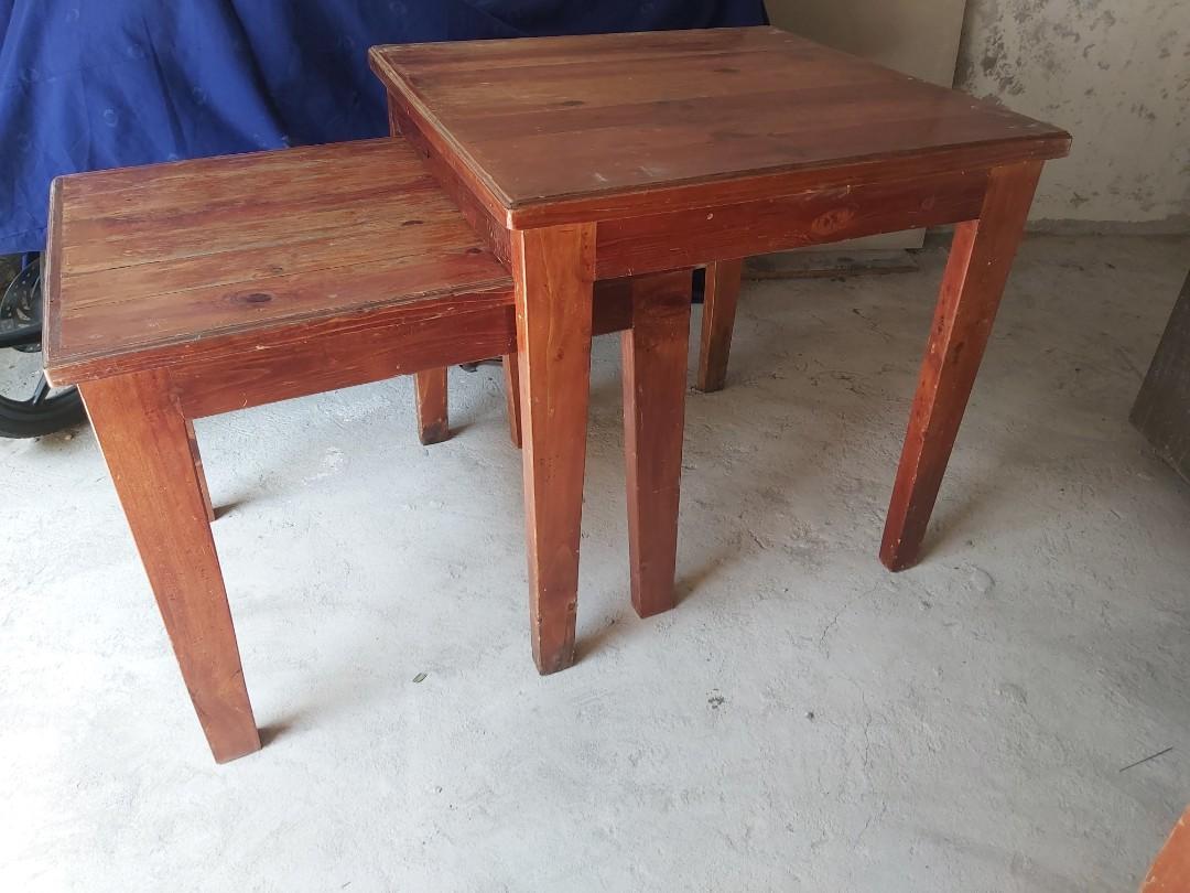 Big Nesting table dining table sell per set, 2 sets available (Category: Tables & Sets) located in Paranaque City. Submitted by myunogeneral.merchandise (Listing ID 246278963, Image 1). Description: Safe to use than expandable or fording table.Made of wood table 1, h.30, w.30, L.30... table 2 h.26, w.24, L.30 inches. 09224734222. . Makati pick up near rockwell..