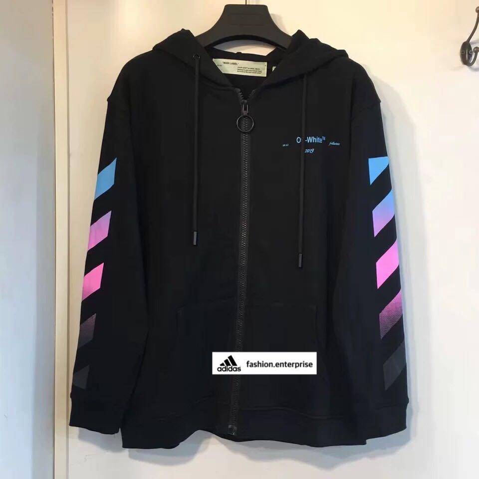Off white gradient zip deals hoodie