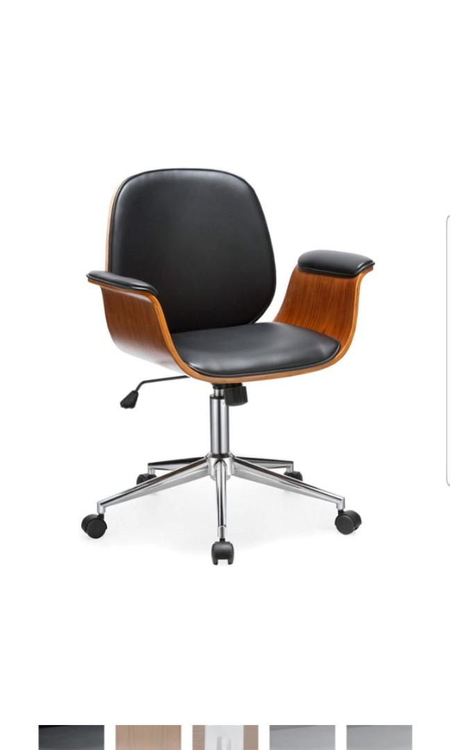 Porthos Home Office Eames Computer Chair Porthos Home Selma Office Chairs With Wheels Curved Wooden Armrests Height Adjustable Comfortable Premium Quality Design Luxury Modern Office Seating In Black Size 22x27x39 Inches Everything