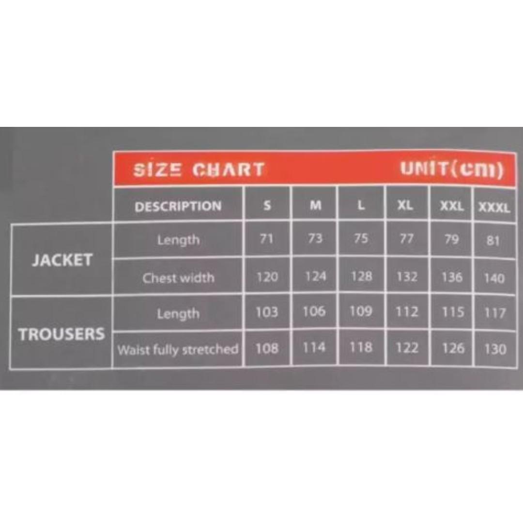 Givi raincoat size chart store