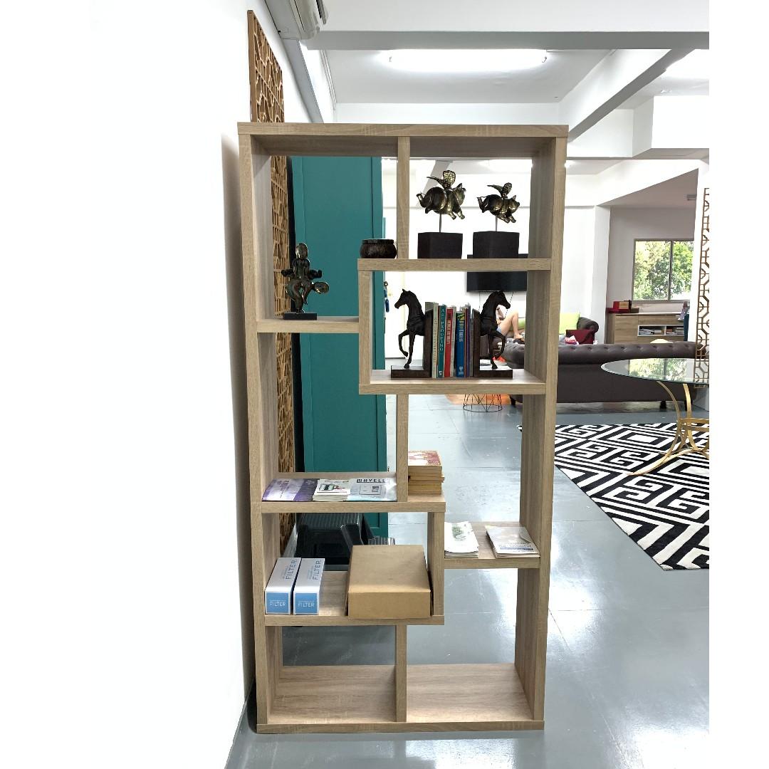 Tall Wood Geometric Shelf Furniture Shelves Drawers On Carousell