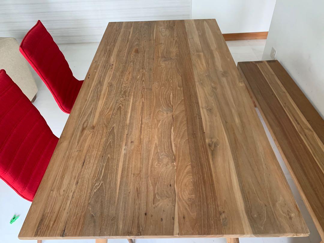 Teak wood Dining Table Set, Furniture & Home Living, Furniture, Tables